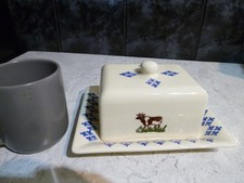 BRIXTON POTTERY COW BUTTER / CHEESE DISH VGC