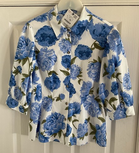 Zara blue floral poplin shirt - floral,