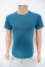 Mountain Equipment Mens Stretch T Shirt Top Size S Small Blue Short Sleeve Print