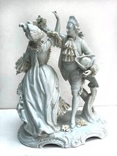 GALANT SCENE, VOLKSTEDT PORCELAIN LACE GROUP FIGURE MODEL.GERMAN