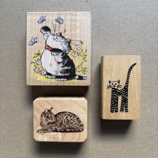 Cat Themed Ink Stamps x3 ~ INKADINKADO Margaret Sherry Anita’s ~ Butterfly