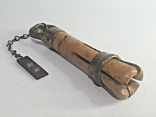 Antique Snooker Cue Tip Replacement Tool - Brass and Wood - Victorian Era