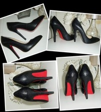 BNWOB Black Animal Print 4.75 Inch Stiletto High Heel Court Shoes FIT Size 6/39