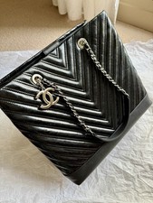 Chanel Grand Shopping Tote (GST) – Black Patent Leather – Silver – Discontinued