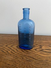 ANTIQUE RARE BLUE WOODWARD NOTTINGHAM  APOTHECARY CHEMIST  BOTTLE