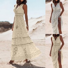 Womens Boho V Neck Lace Floral