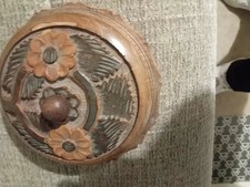 Hand Carved Wooden Bowl with attractive wooden lid and inner