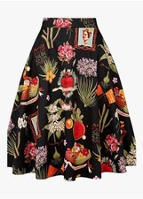 Womens Frida Kahlo A Line Swing Midi Skirt Size M