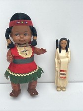 2 Vintage Plastic Native American Woman’s Figurine with Papoose Souvenir Figure.
