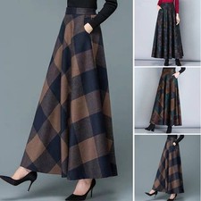 Autumn Women Skirt Retro Long Skirt Ladies High Waist Pleated A-line Skirts Hot