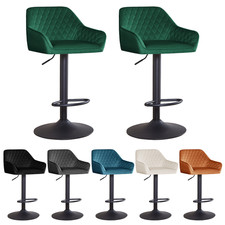 2X Swivel Bar Stools Velvet