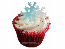 36 EDIBLE SNOWFLAKES CUPCAKE TOPPERS WAFER SNOW FLAKE DECORATION LOTS OF COLOURS