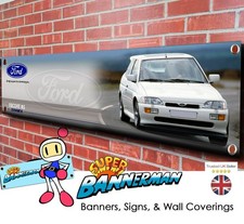 Ford Escort RS Cosworth (white) Banner for Garage, Workshop, Showroom LARGE