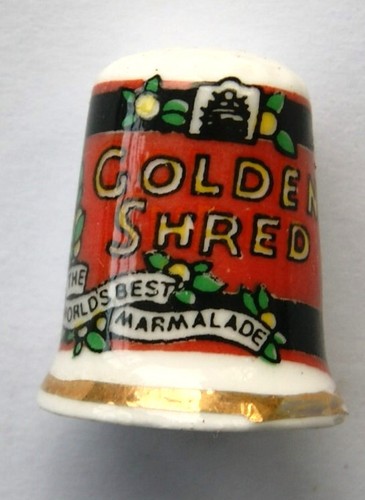 Bone china thimble golden - china, thimble,