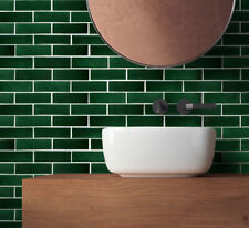 Green Mosaic Brick Metro Porcelain Tiles Sheet Splash back Walls Floors Bathroom