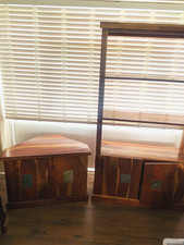 Bookcase & TV Cabinet - dark wood with slate feature- 2 piece set 