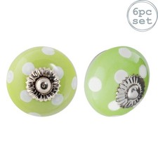 6x Round Ceramic Cabinet Knobs