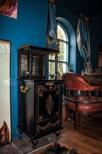 Antique Victorian Mahogany Gilt Fireside Coal Purdonium Cabinet Scuttle Box