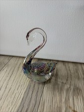 Heron Art Glass Iridescent Swan Ornament