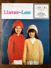 Lister Lee K571 knitting pattern child mohair raglan cardigans collar or v-neck