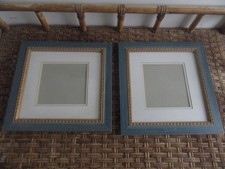 2  Blue / Gilt , Mount and Glass fronted Photo Frames to fit 14 x13cm Photo. x 2