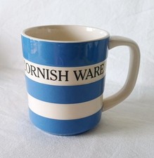 Cloverleaf T G Green Mug 1926-1996 Commemorative Cornishware Blue White Stripe