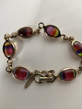 VINTAGE BRACELET SARAH COVENTRY RAINBOW GLASS GOLD TONE COSTUME JEWELLERY