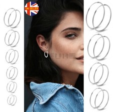 15-60MM Hypoallergenic 925 Sterling Silver Filled Thin Hollow Ear Hoop Earrings