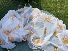 Vintage Door Curtain Retro Floral Sheer 72x62 Inch Ruched Top side