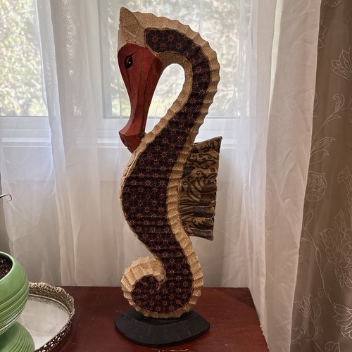 Large carved wood seahorse - carved,