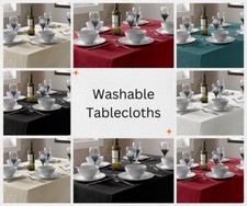 Plain Linen Look Washable tablecloths or Runners , Round, Square or Rectangle