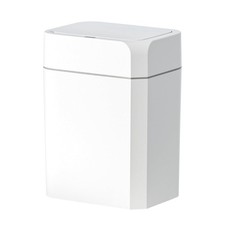 Bathroom Trash Bin with Lid 3.5 Gallon Motion Sensor Slim Garbage Bin White