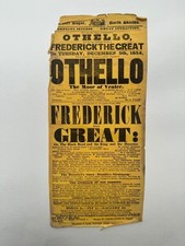 1854 NORTH SHIELDS PROVINCIAL PLAYBILL FLYER - OTHELLO, FREDERICK THE GREAT