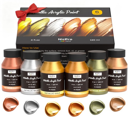 Nicpro acrylic paint - acrylic, metallic