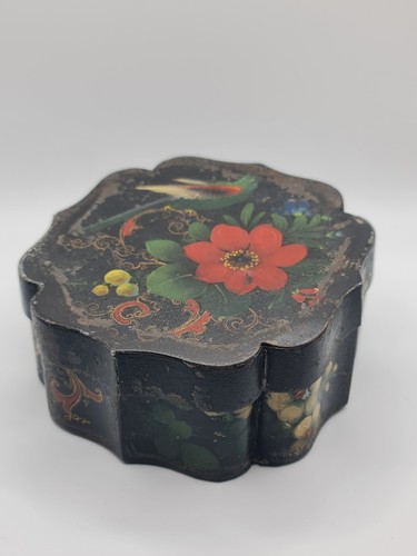 Antique toleware japanned tin - antique,