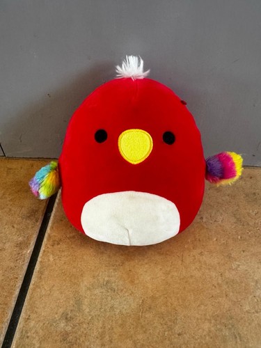 Red macaw squishmallow parrot - red,