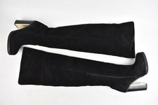 Topshop Boots Women's UK 6 Black Suede Thigh High Over The Knee Block Heel 