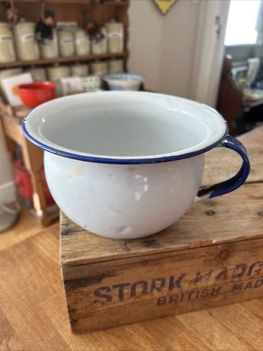 Vintage white enamel - enamel, rounded