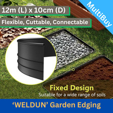 10cm x 12m WELDUN Garden Gravel Lawn Edging Flexible Plastic Easy to Cut Shape