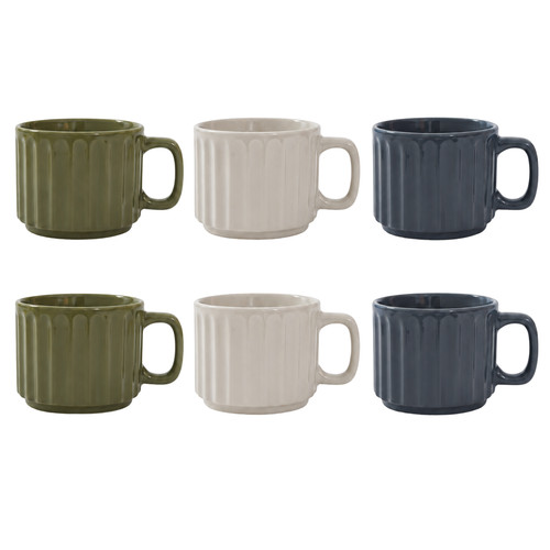 Set ribbed stackable - of, 6