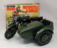 VINTAGE ACTION MAN MOTORCYCLE & SIDECAR BY PALITOY BOXED 1970s GREEN BIKE