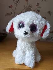 TY BEANIE BABIES BOOS BABY Cuddly Soft Toy white dog 'Honey Bun' 2017 large 24cm