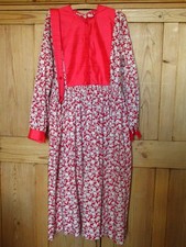 Vintage LIBERTY Print Dress Red Cotton Lawn & Silk Dress 40 Inch Bust