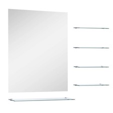 Wall Mirror with Shelf Bathroom Mirror Decorative Mirror Tempered Glass vidaXL