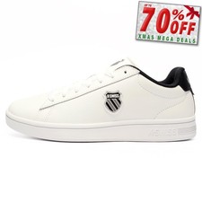 K Swiss Court Shield II Mens Classic Casual Leather Retro Fashion Trainers White