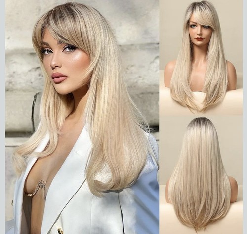 Long blonde wig - with, fringe