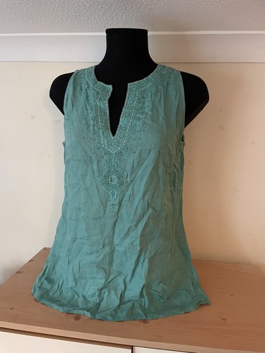 Zara blue 100 linen beaded - blue, 100%
