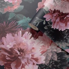 Lipsy Issey Elegant Floral Wallpaper Peony Flowers Muriva 144061 Green/Blush