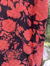 Vintage 1930s Red & Black Floral Print Fabric