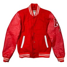 Aviatrix Varsity Jacket Leather Sleeves Letterman Vintage Red Mens Small